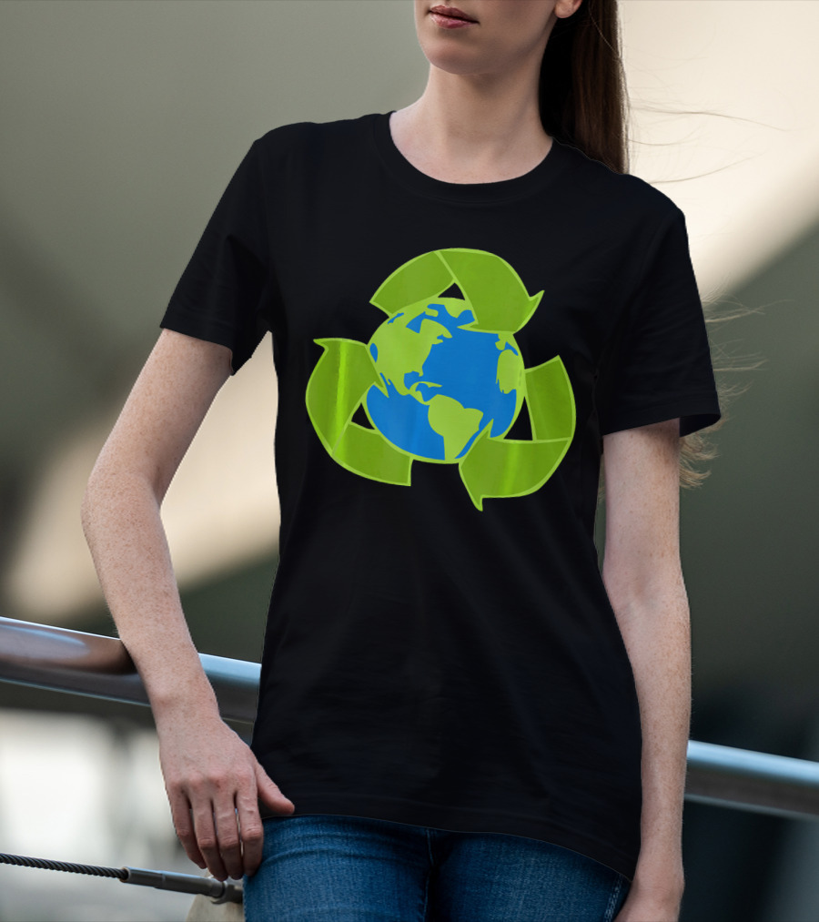 Planet Earth Recycle Symbol Env Eco-Friendly T-Shirt