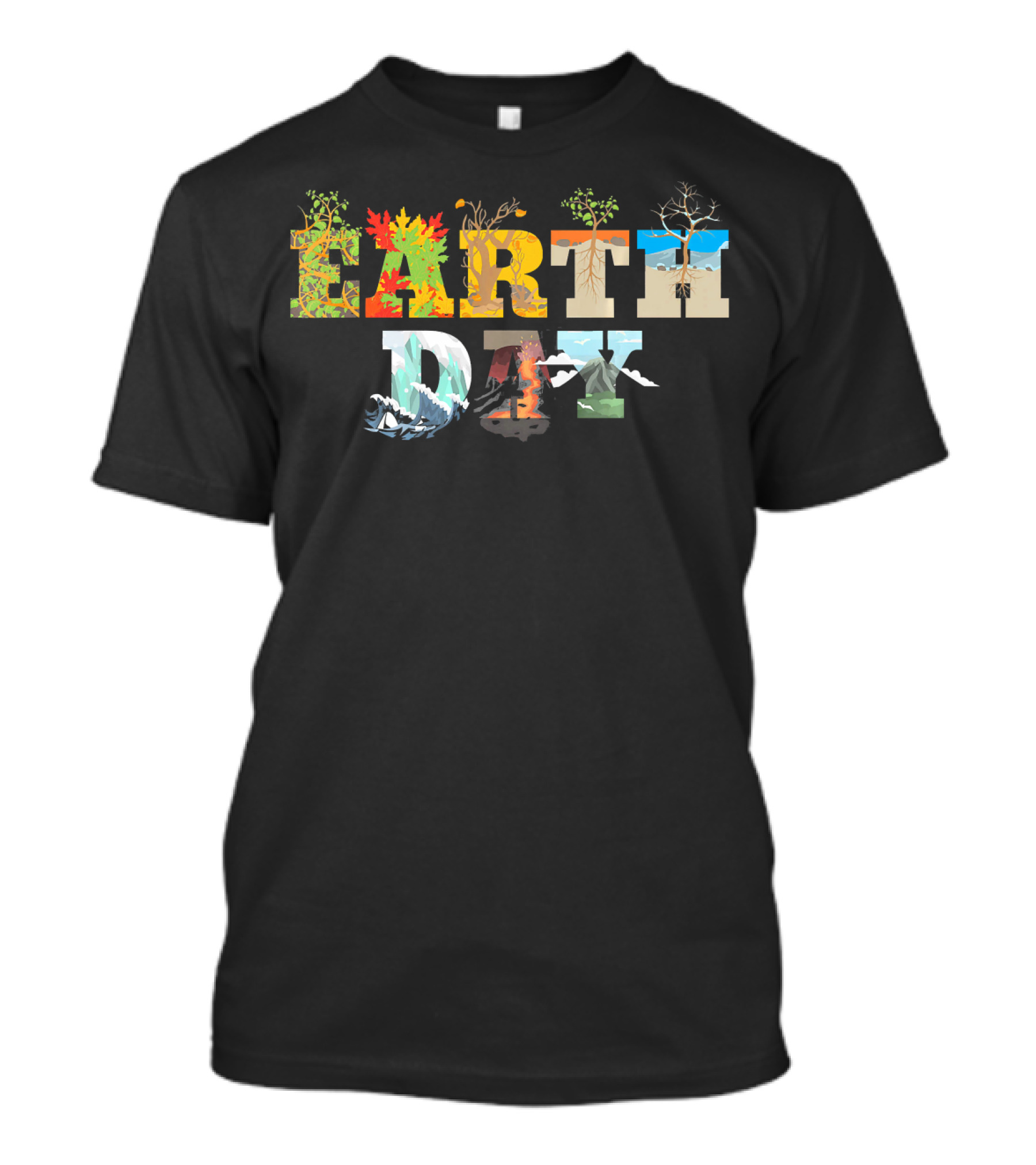 Earth Day Natural Elements Trees Mountains Seasons T-Shirt