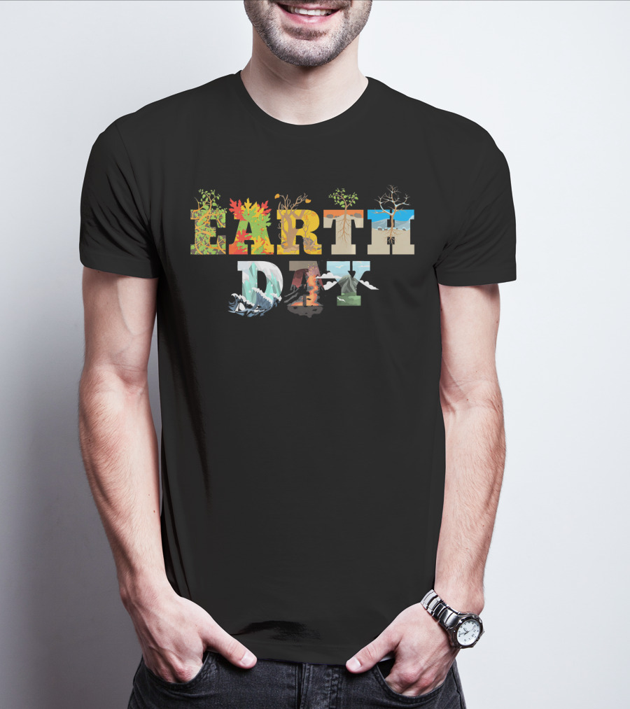 Earth Day Natural Elements Trees Mountains Seasons T-Shirt