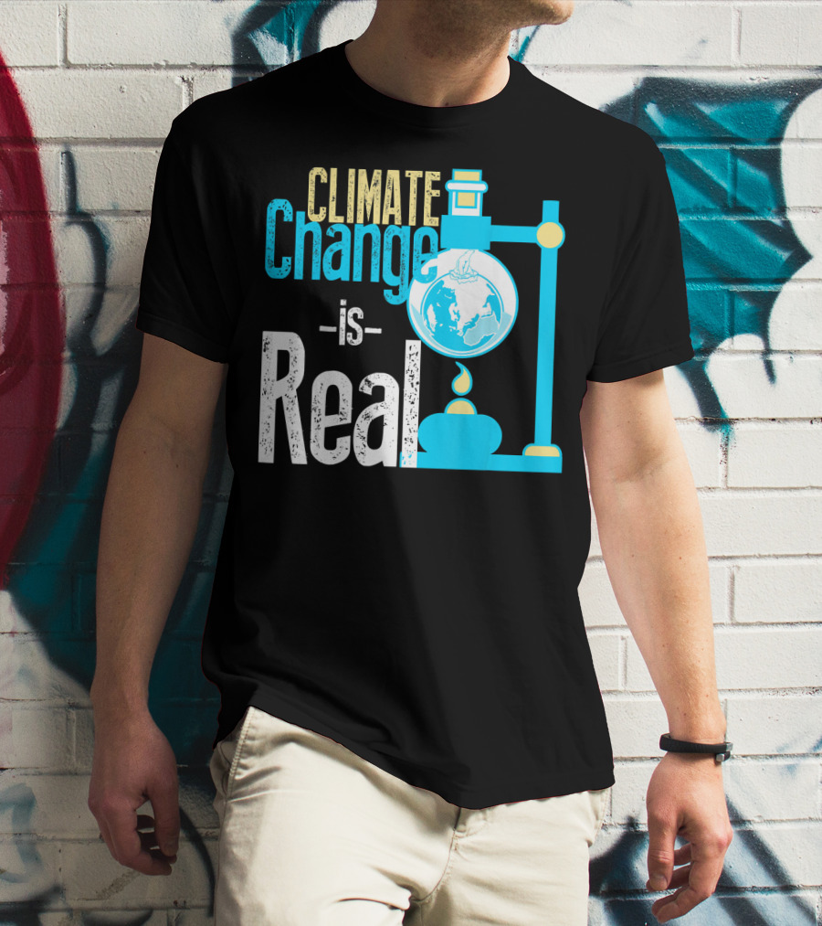 Climate Change Is Real Earth On Fire Scientific T-Shirt