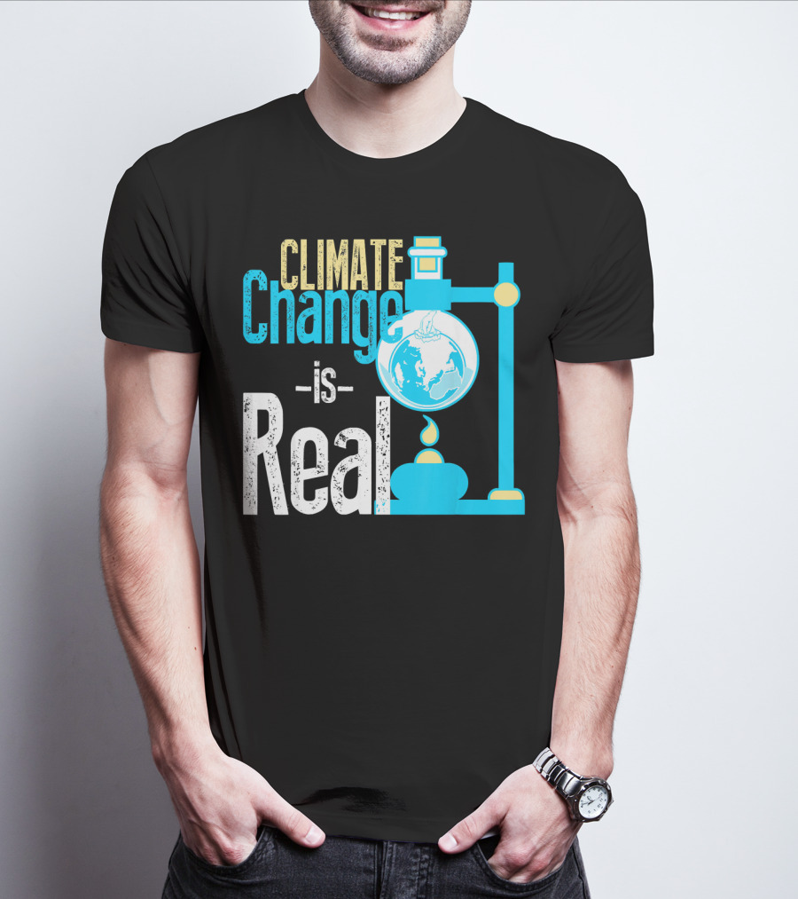 Climate Change Is Real Earth On Fire Scientific T-Shirt