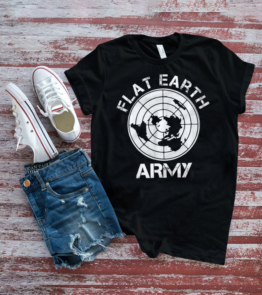 Flat Earth Army Map Emblem T-Shirt