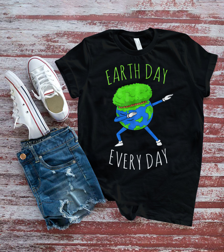 Earth Day Every Day Dancing Globe With Green Hair T-Shirt