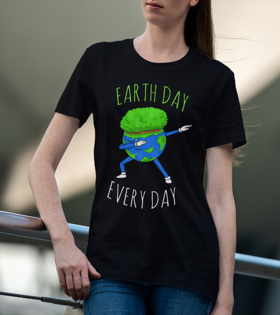 Earth Day Every Day Dancing Globe With Green Hair T-Shirt
