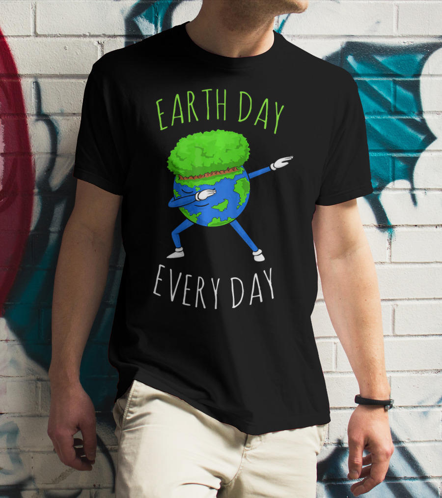 Earth Day Every Day Dancing Globe With Green Hair T-Shirt