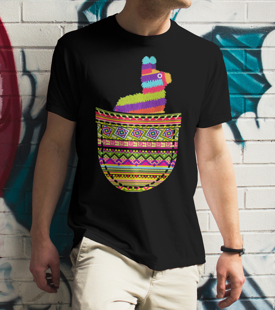 Mexican Pinata Pocket Cinco De Mayo Fiesta Colorful T-Shirt
