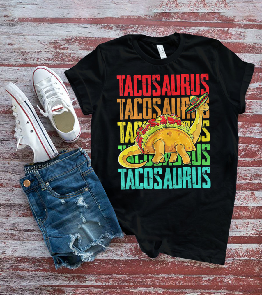 Tacosaurus Sombrero Dinosaur Taco Mexican Fiesta T-Shirt
