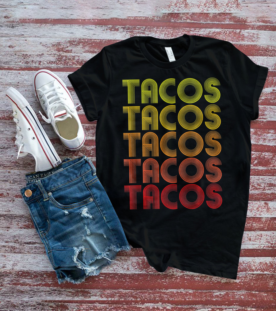Vintage Tacos Lover Cinco De Mayo Retro Lines T-Shirt