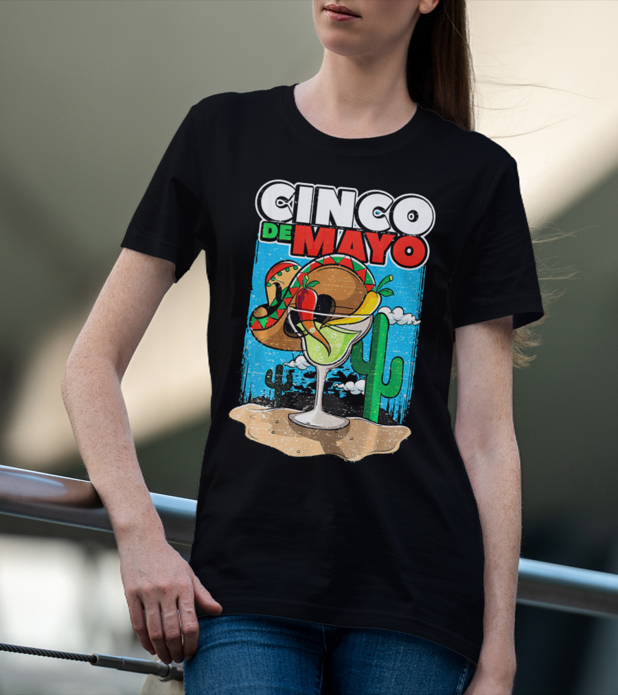 Cinco De Mayo Margarita Cactus Sombrero Fiesta T-Shirt