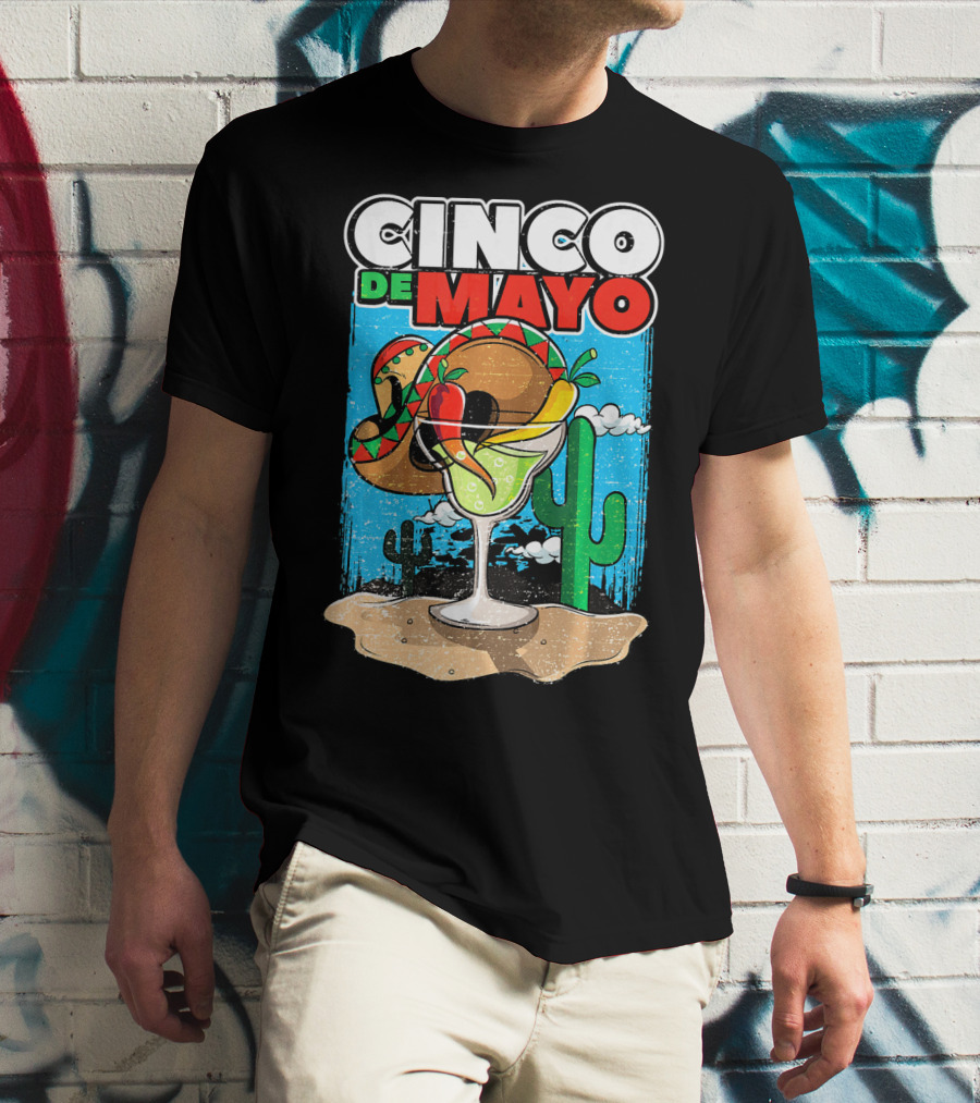 Cinco De Mayo Margarita Cactus Sombrero Fiesta T-Shirt