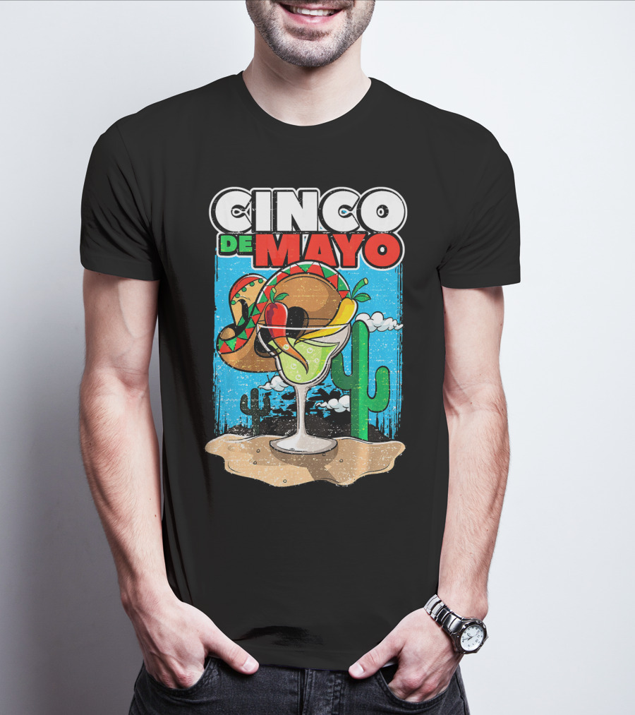 Cinco De Mayo Margarita Cactus Sombrero Fiesta T-Shirt