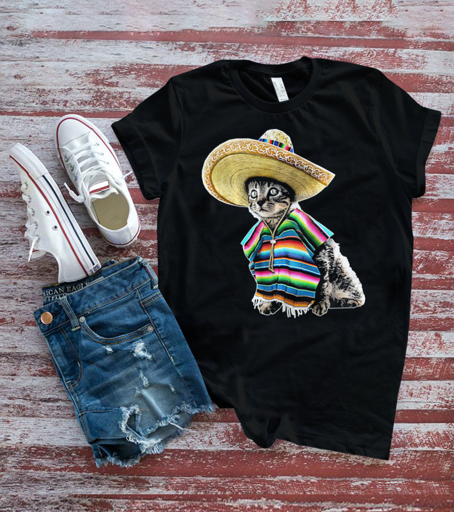 Cinco De Mayo Cat Sombrero Funny Fiesta Kitten T-Shirt