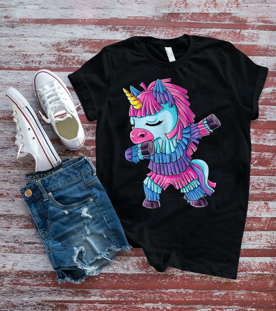 Dabbing Unicorn Pinata Funny Cinco De Mayo Party T-Shirt