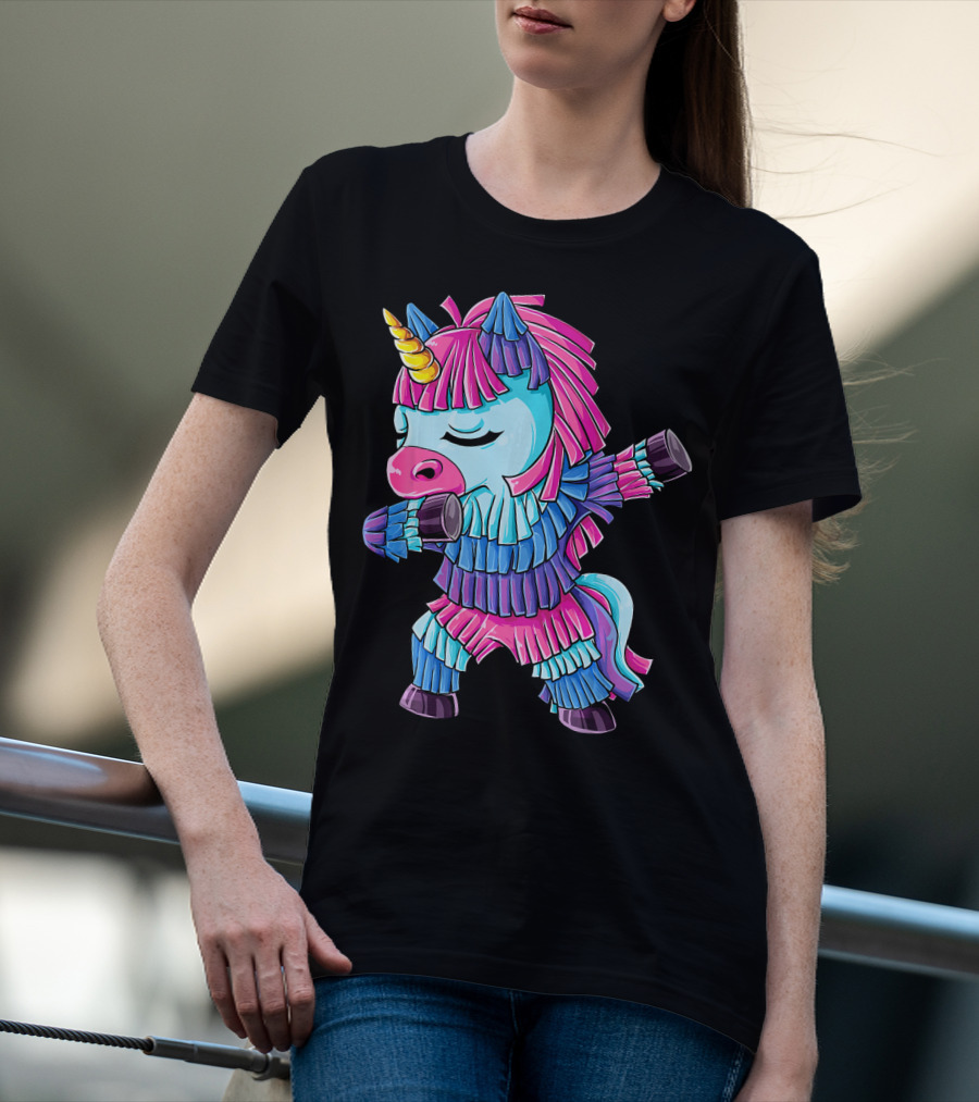 Dabbing Unicorn Pinata Funny Cinco De Mayo Party T-Shirt