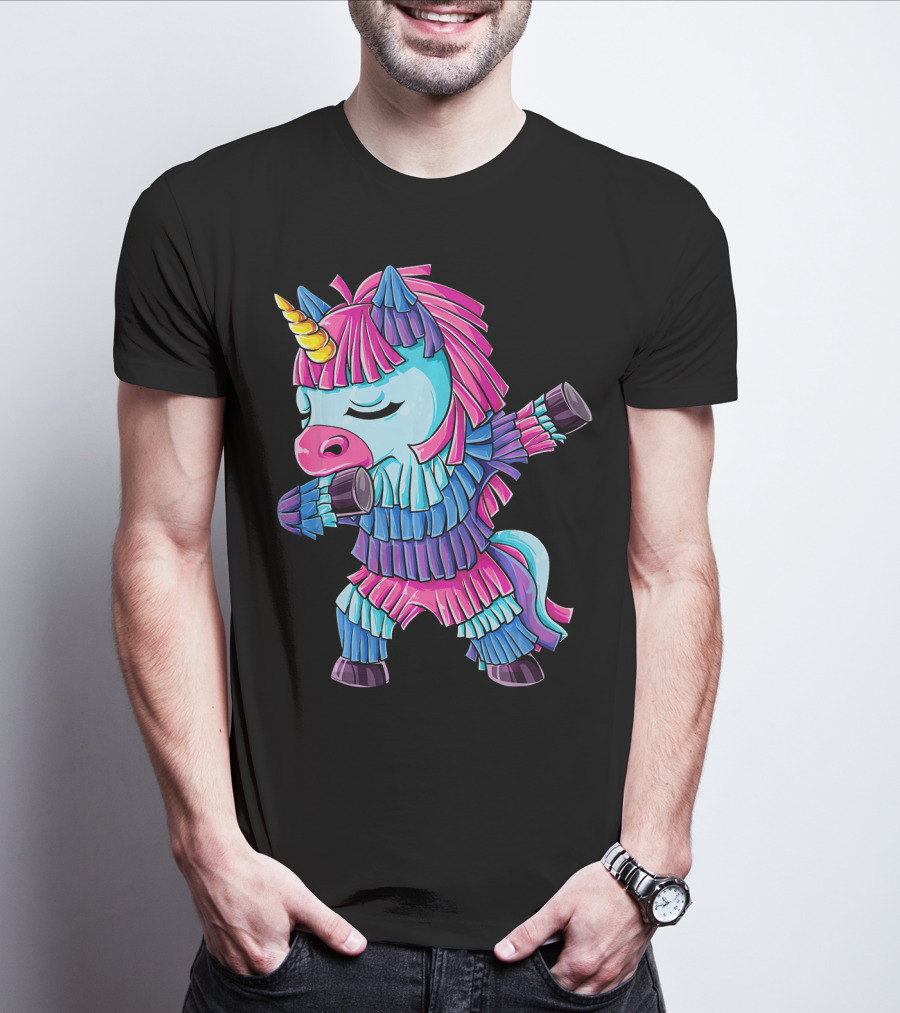 Dabbing Unicorn Pinata Funny Cinco De Mayo Party T-Shirt