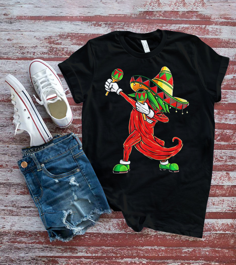 Dabbing Chili Sombrero Maracas Festival Fiery Dance T-Shirt