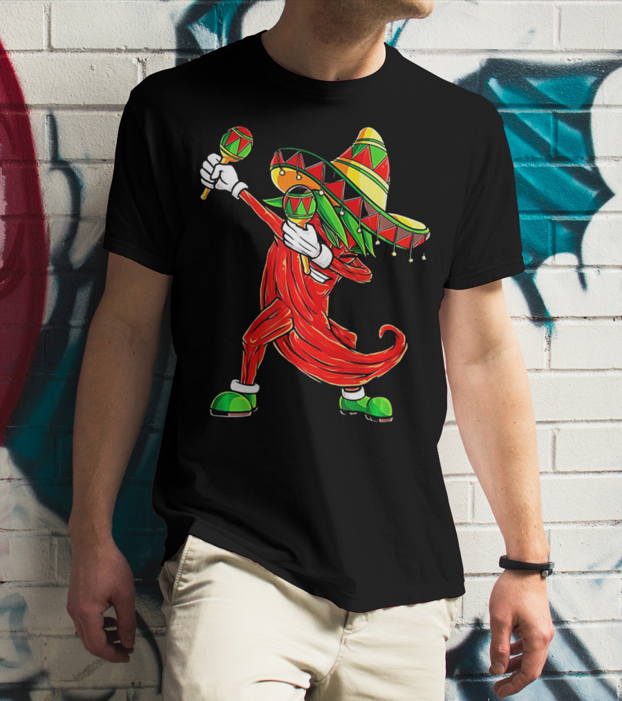 Dabbing Chili Sombrero Maracas Festival Fiery Dance T-Shirt