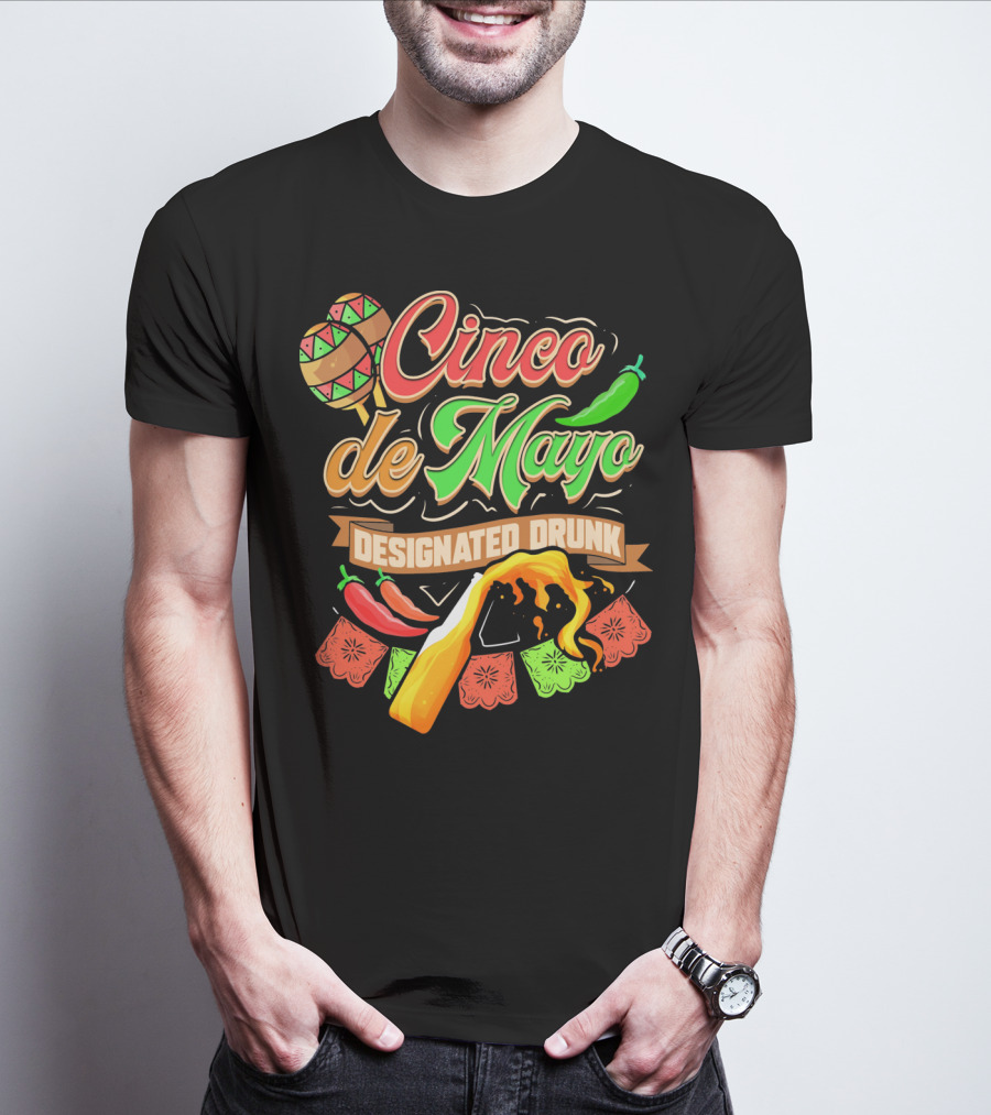 Cinco De Mayo Designated Drunk Peppers Beer Fiesta T-Shirt