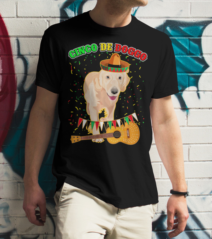 Cinco De Doggo Golden Retriever Sombrero Guitar Fiesta T-Shirt