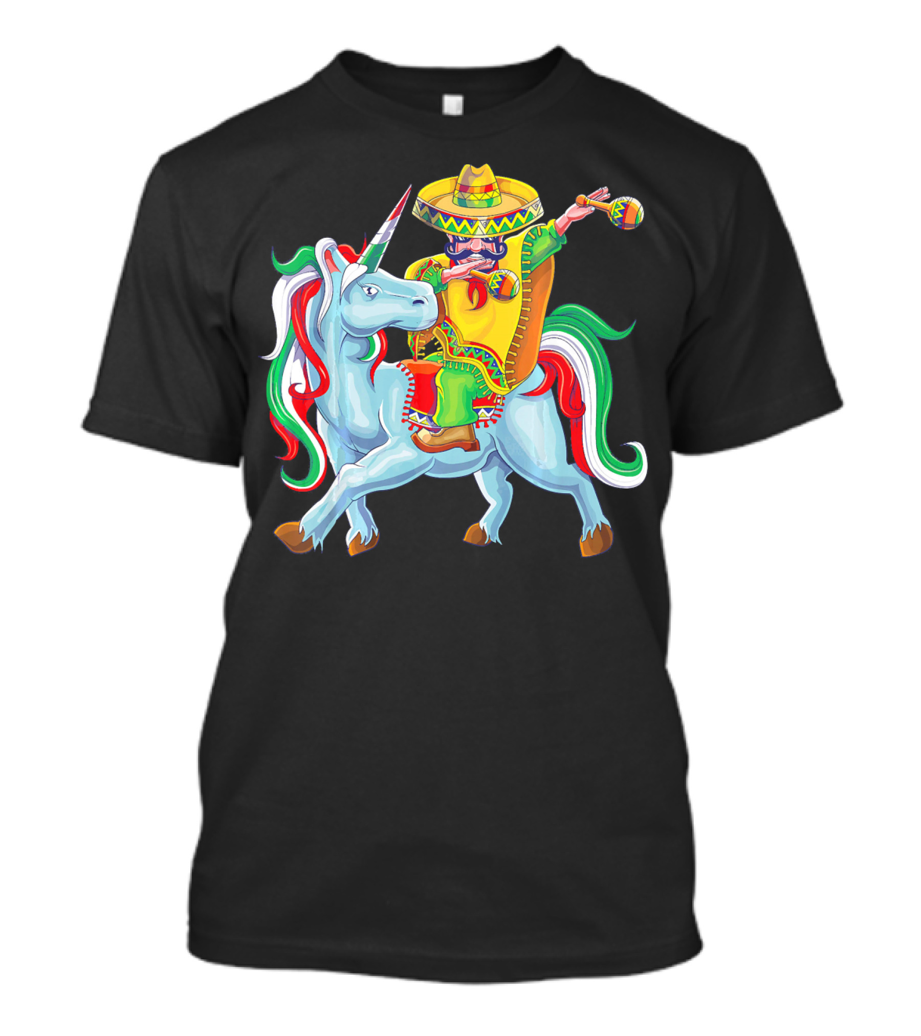 Cinco De Mayo Dabbing Poncho Riding Unicorn T-Shirt