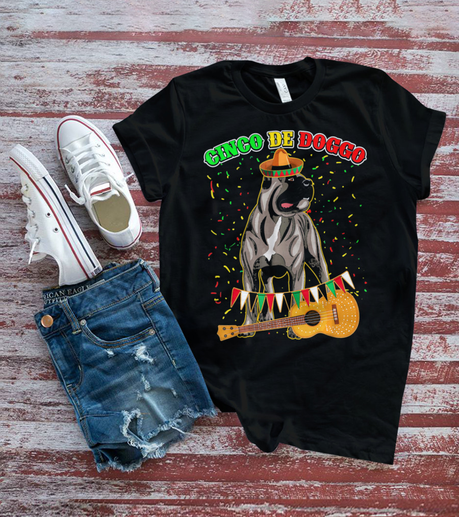 Cinco De Mayo Doggo Cane Corso Sombrero Guitar Festival T-Shirt