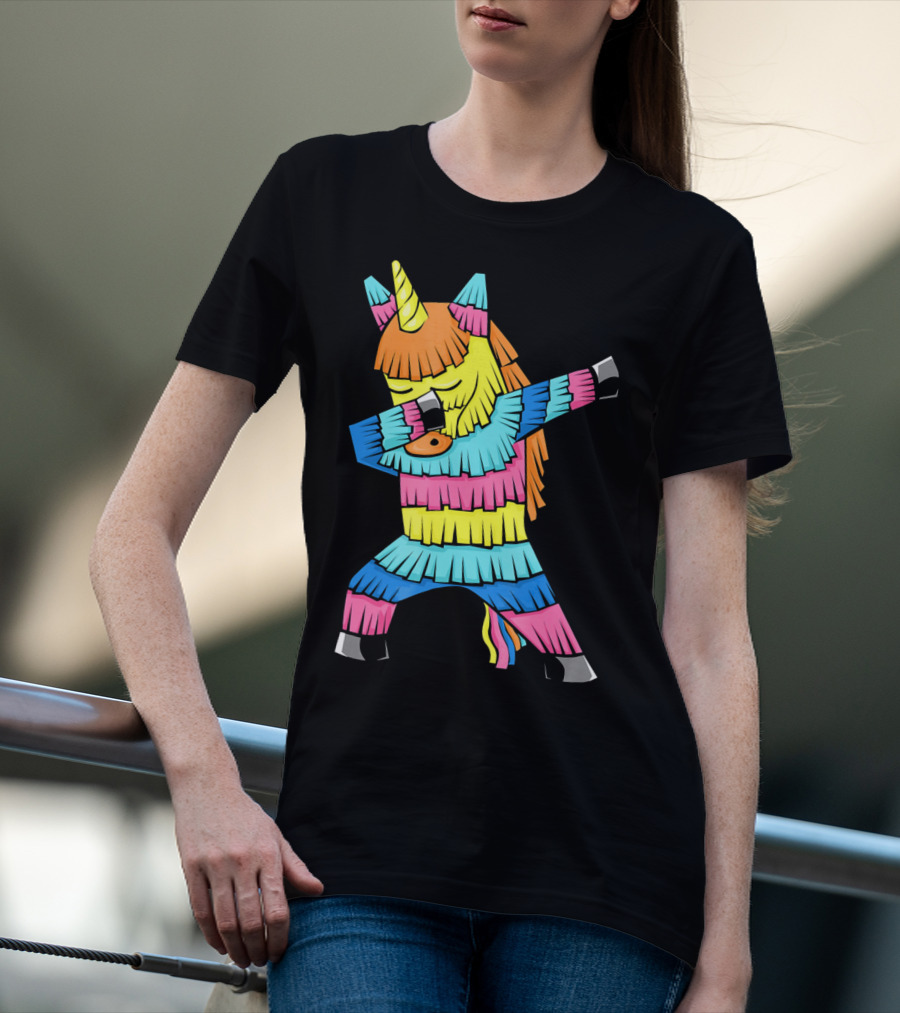 Cinco De Mayo Unicorn Dabbing Colorful Pinata Fun T-Shirt