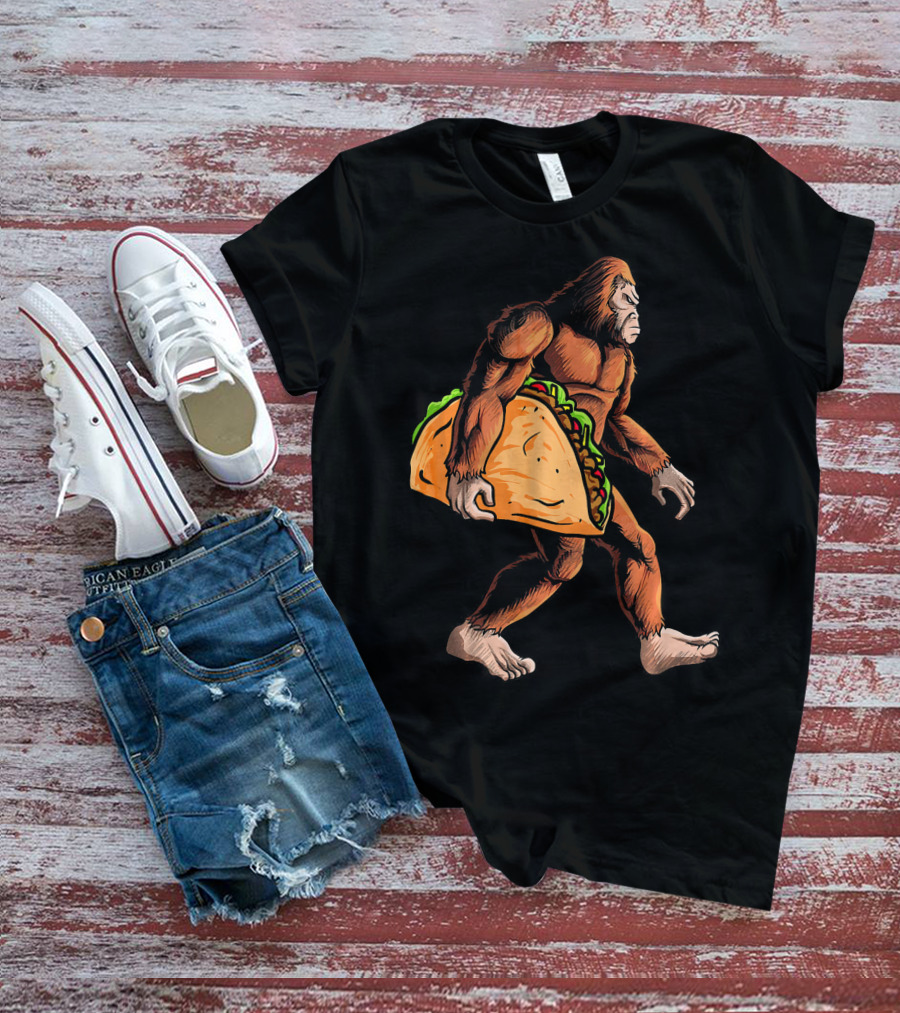 Bigfoot Carrying Giant Taco For Cinco De Mayo T-Shirt