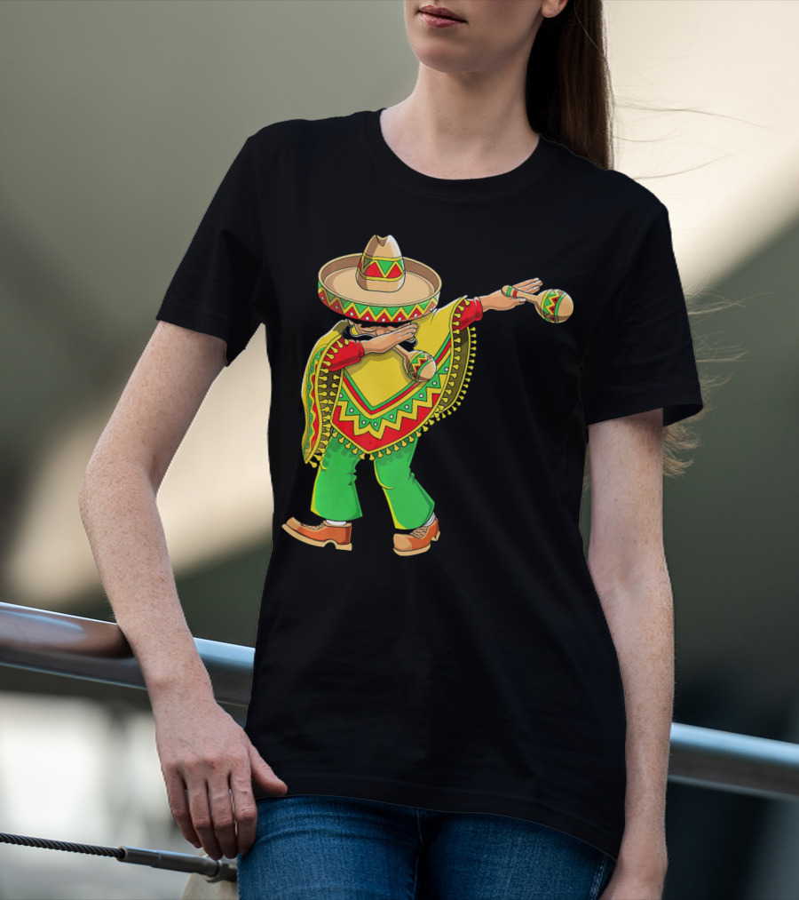 Dabbing Sombrero And Poncho With Maracas Fun T-Shirt