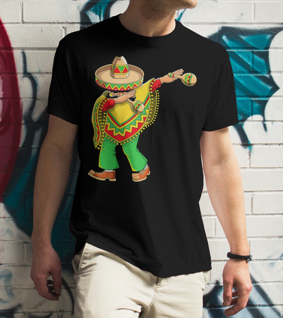 Dabbing Sombrero And Poncho With Maracas Fun T-Shirt