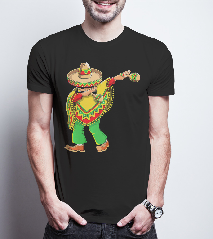 Dabbing Sombrero And Poncho With Maracas Fun T-Shirt