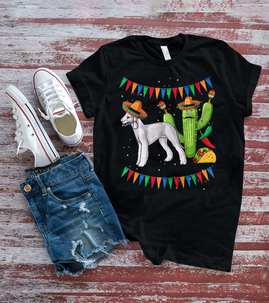 Sombrero Bedlington Terrier Dog Cactus Fiesta Mexico T-Shirt
