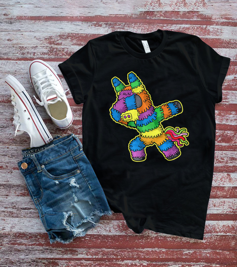Dabbing Pinata Rainbow Colors Cinco De Mayo Kids Fun T-Shirt