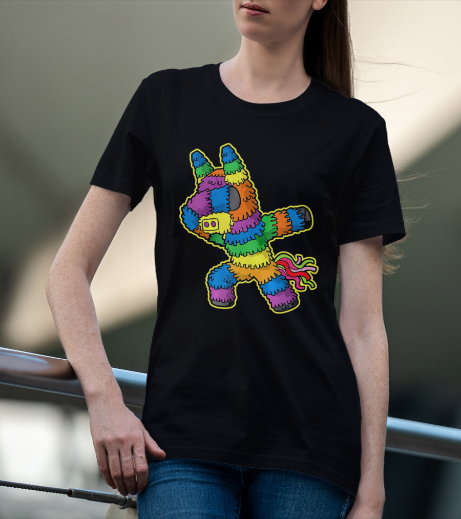Dabbing Pinata Rainbow Colors Cinco De Mayo Kids Fun T-Shirt