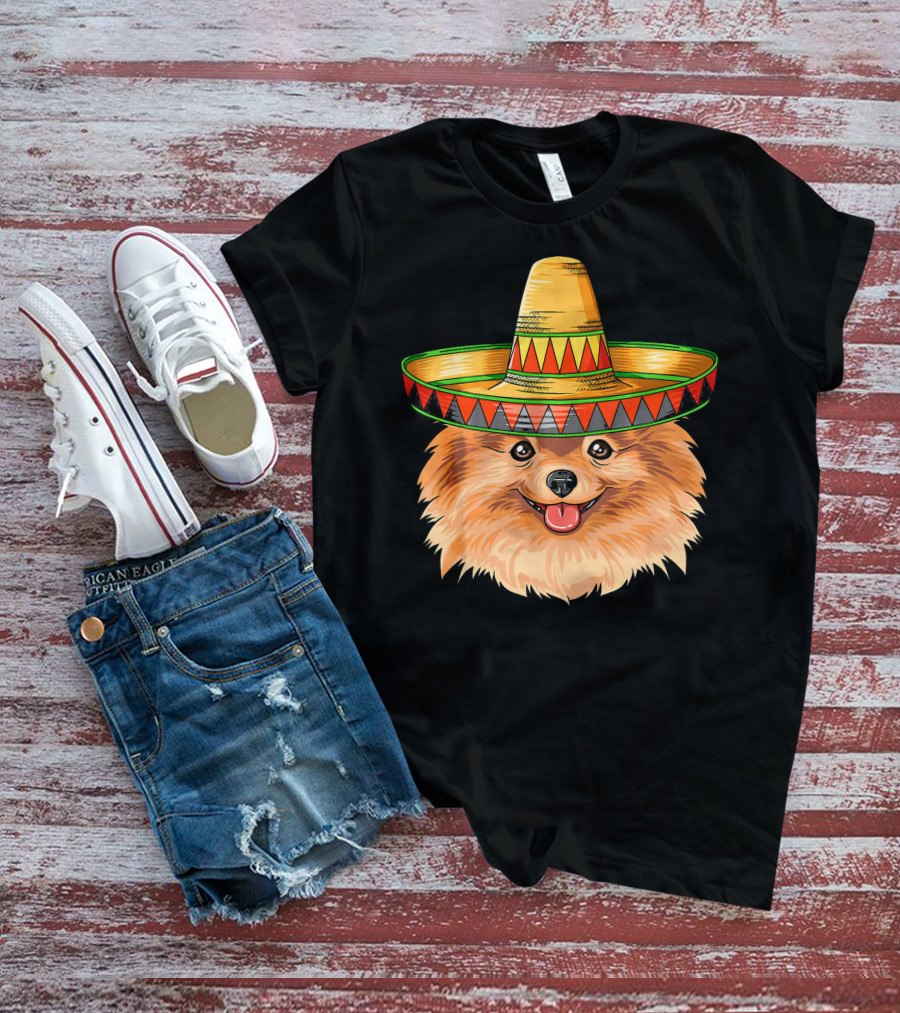 Pomeranian Cinco De Mayo Mexican Sombrero T-Shirt