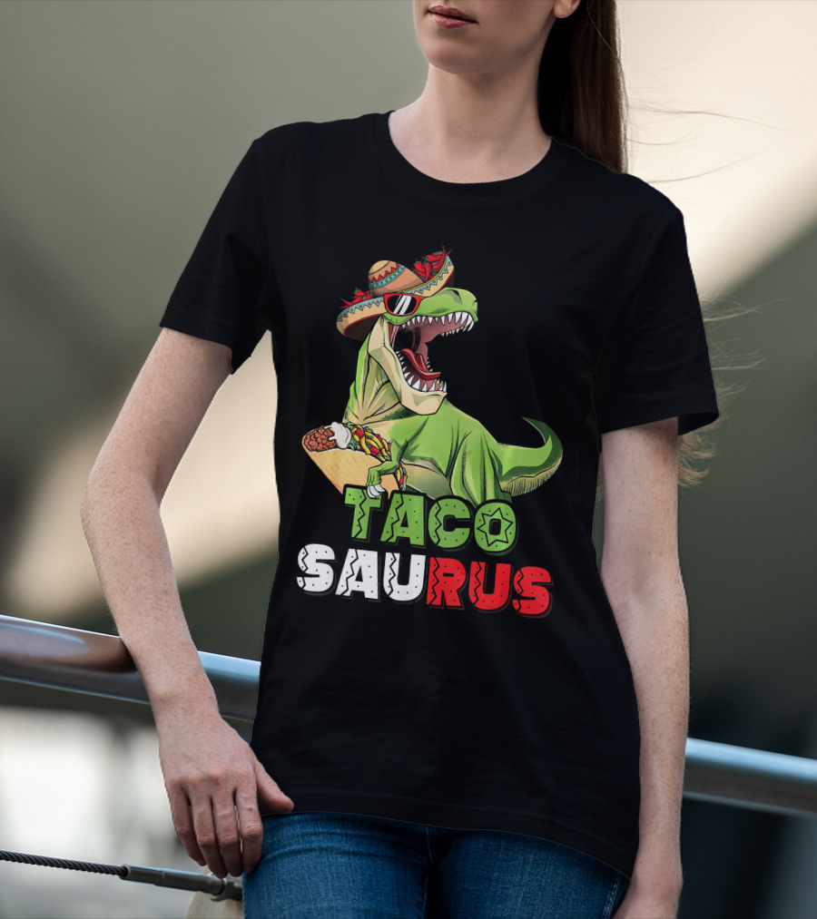 Tacosaurus Mexican Rex Cinco De Mayo Dinosaur Fiesta T-Shirt