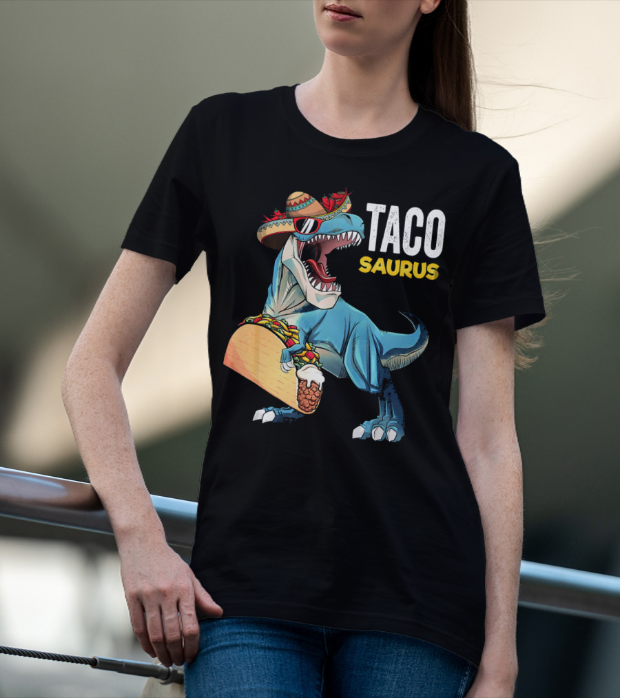 Taco Tuesday Cinco De Tacosaurus Dinosaur Sombrero T-Shirt