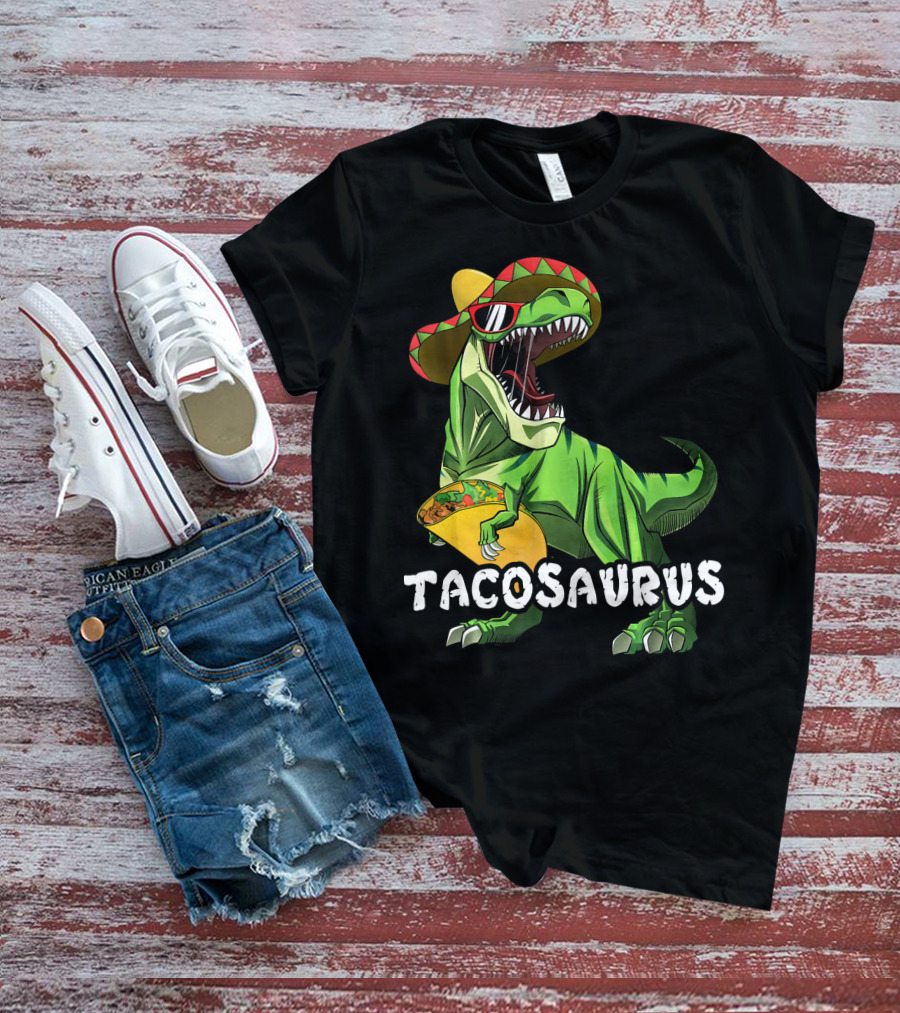 Tacosaurus Cinco De Mayo Rex Tac Dinosaur Sombrero Taco T-Shirt