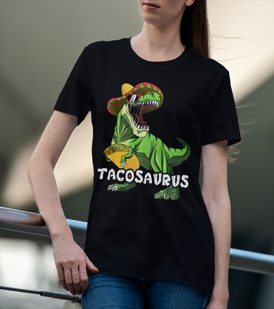 Tacosaurus Cinco De Mayo Rex Tac Dinosaur Sombrero Taco T-Shirt