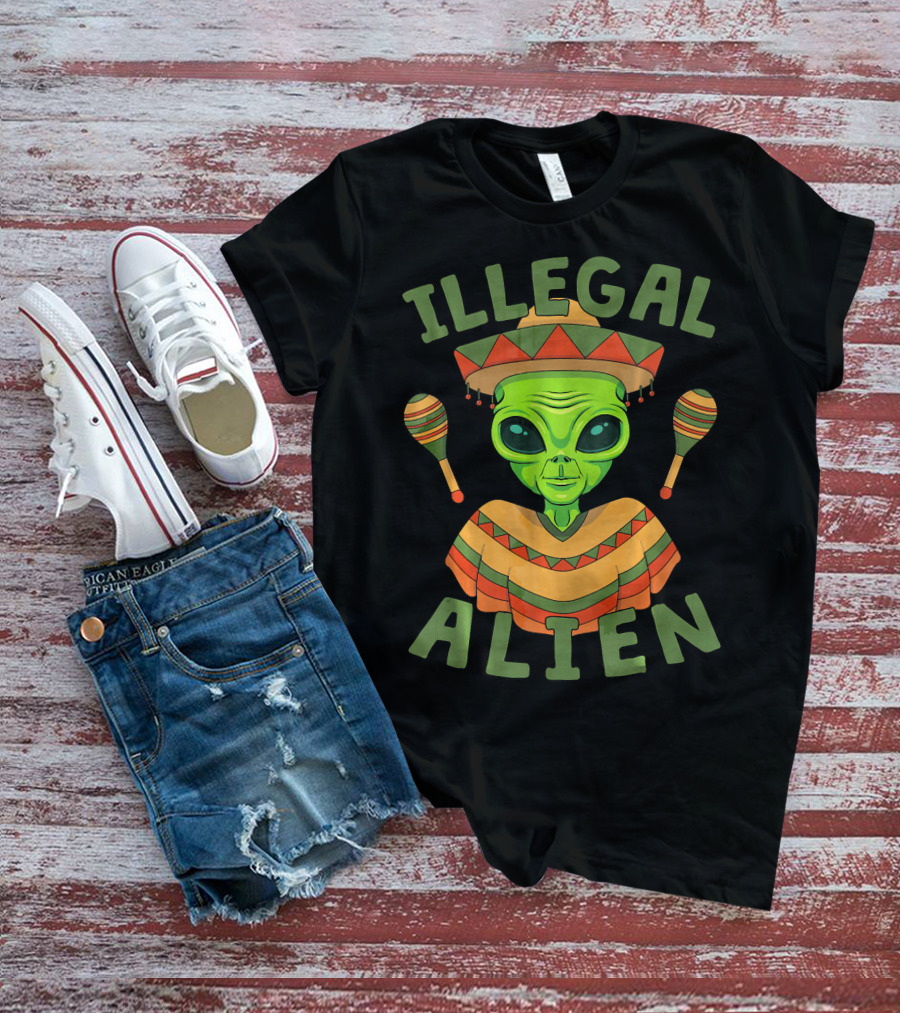 Illegal Alien In Sombrero With Maracas For Cinco De Mayo T-Shirt