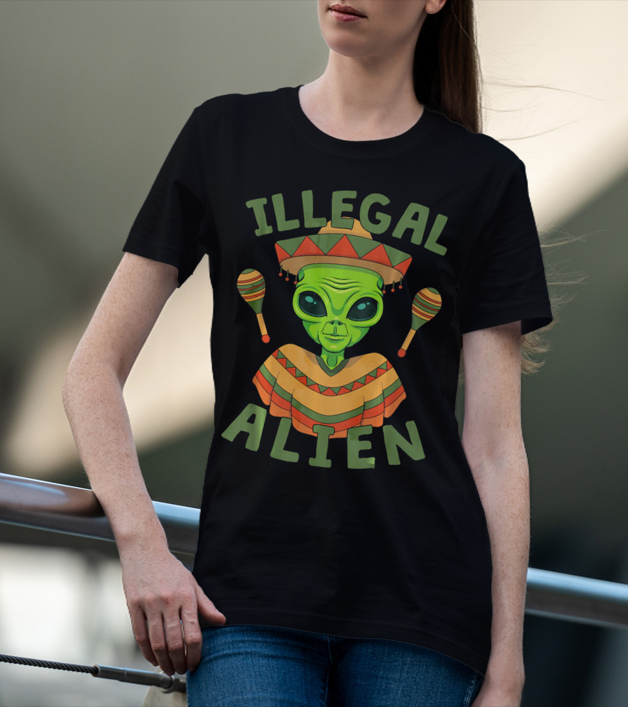 Illegal Alien In Sombrero With Maracas For Cinco De Mayo T-Shirt