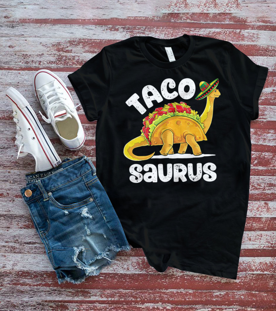 Tacosaurus Sombrero Cinco De Mayo Taco Dinosaur T-Shirt