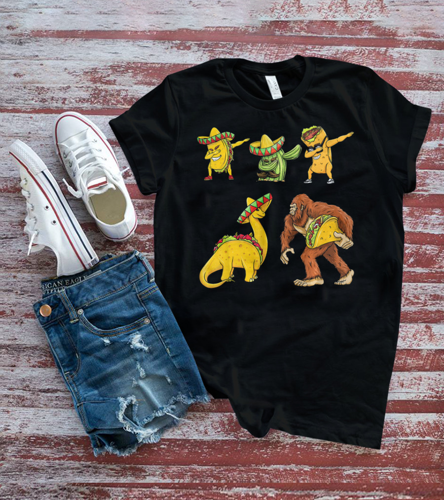 Cinco De Mayo Taco Cactus Burrito Dinosaur Sombrero Bigfoot T-Shirt
