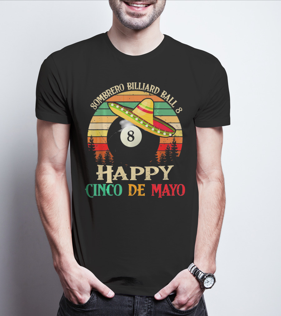 Sombrero Billiard Ball 8 Happy Cinco De Mayo T-Shirt