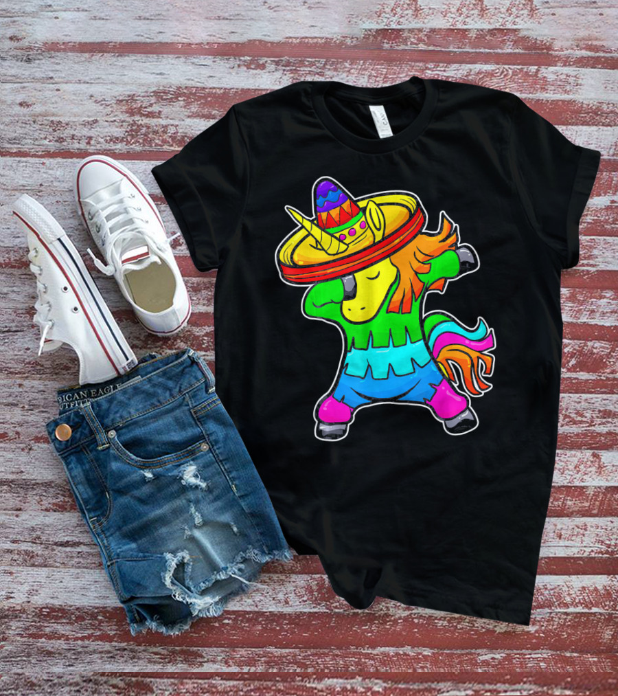 Cinco De Mayo Dabbing Unicorn Sombrero Fiesta T-Shirt