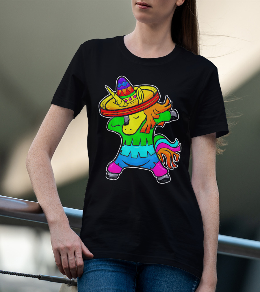 Cinco De Mayo Dabbing Unicorn Sombrero Fiesta T-Shirt