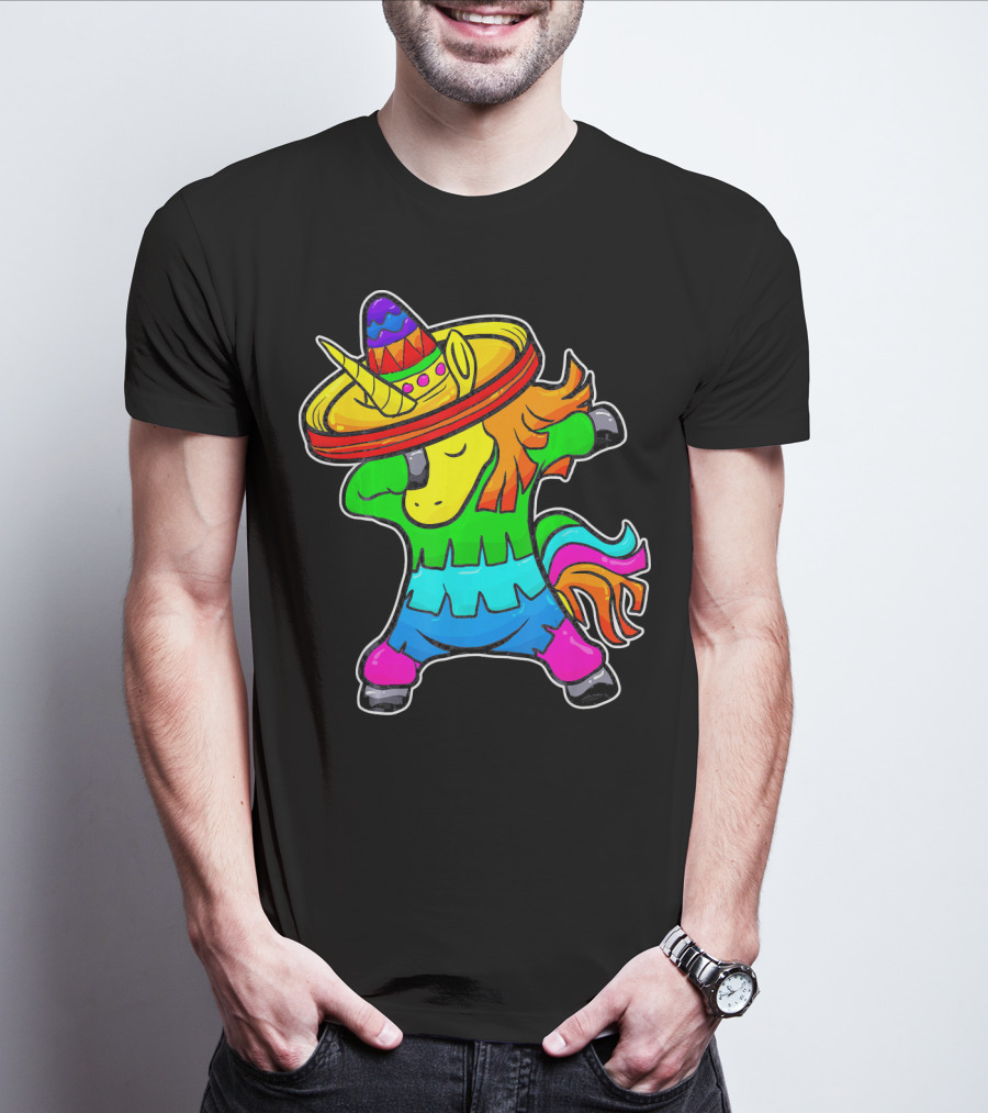 Cinco De Mayo Dabbing Unicorn Sombrero Fiesta T-Shirt