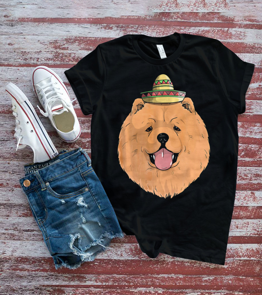 Chow Chow Dog Sombrero Fiesta Cinco De Mayo T-Shirt