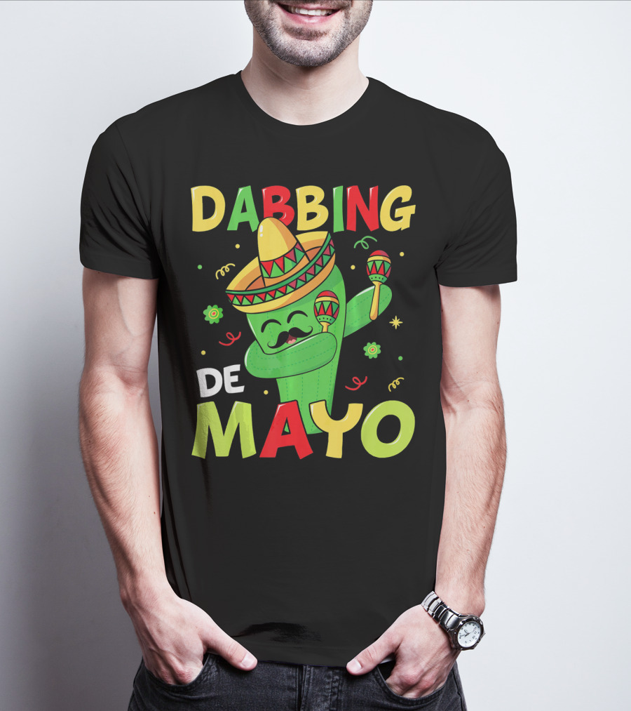Dabbing Cactus Cinco De Mayo Sombrero Maracas T-Shirt