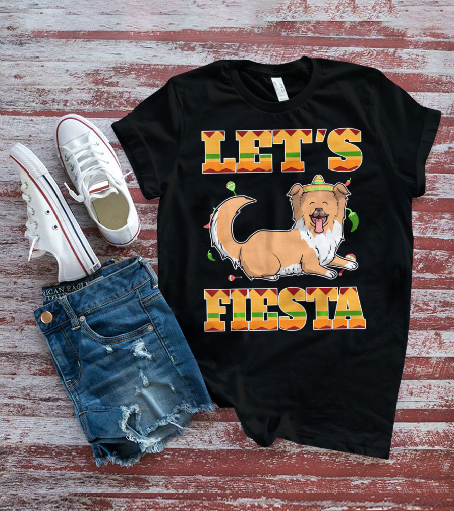 Let's Fiesta Rough Collie Dog Cinco De Mayo T-Shirt