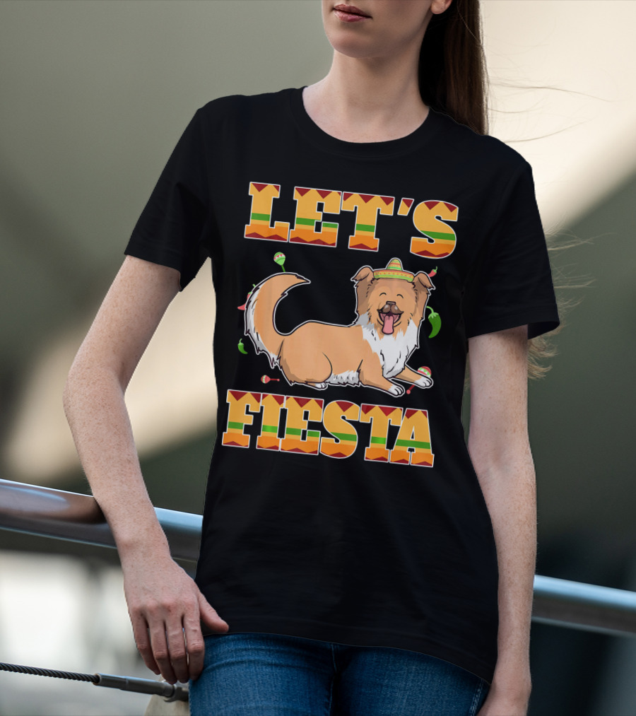 Let's Fiesta Rough Collie Dog Cinco De Mayo T-Shirt